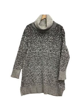 MARLA Wynne knit chunky sweater cowl neck wool blend grey black ecru white 1X